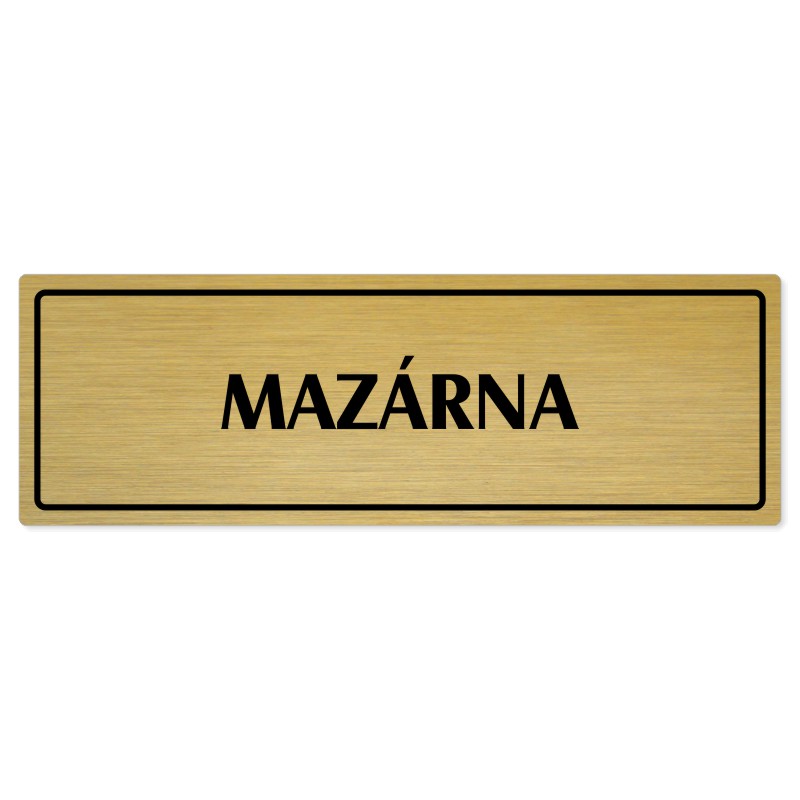 Mazárna, 200x66mm, zlatá popiska s rámečkem