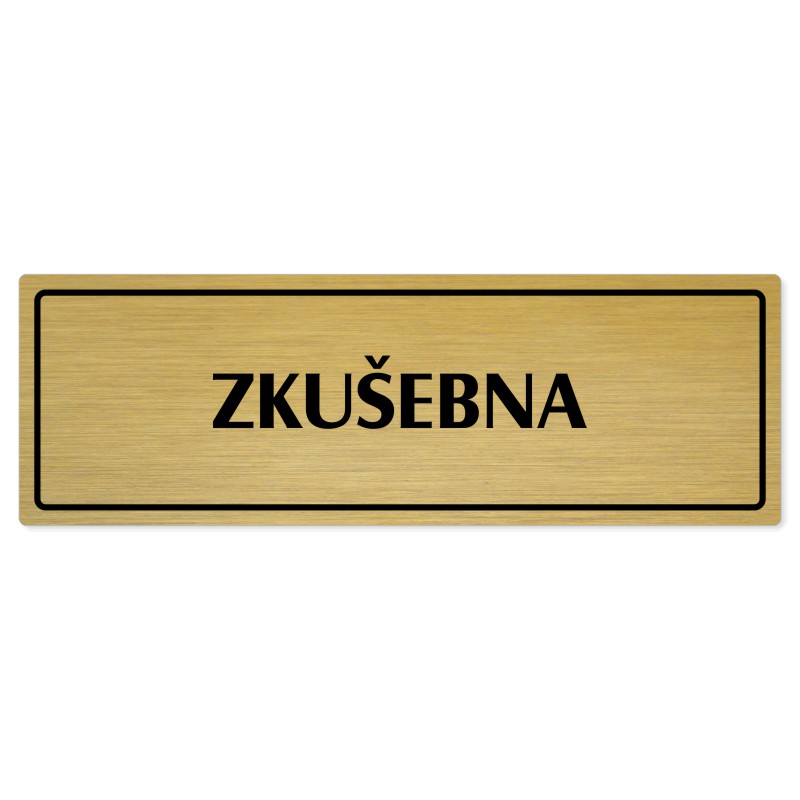 Zkušebna, 200x66mm, zlatá popiska s rámečkem