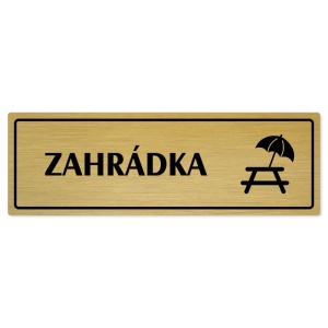 Zahrádka, 200x66mm, zlatá popiska s rámečkem