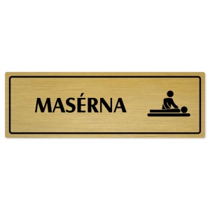 Masérna, 200x66mm, zlatá popiska s rámečkem