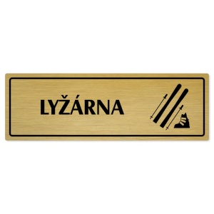 Lyžárna, 200x66mm, zlatá popiska s rámečkem
