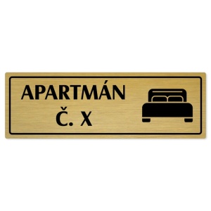 Apartmán č., 200x66mm, zlatá popiska s rámečkem