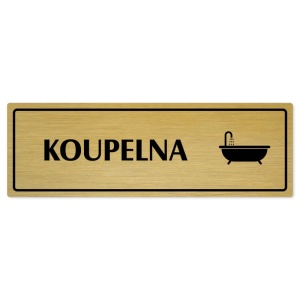Koupelna, 200x66mm, zlatá popiska s rámečkem