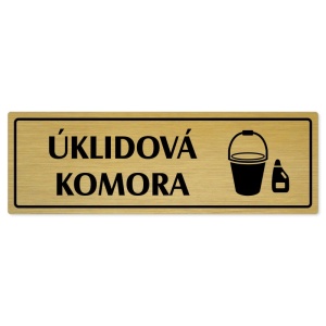 Úklidová komora, 200x66mm, zlatá popiska s rámečkem