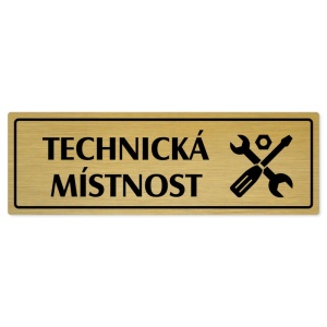 Technická místnost, 240x79mm, zlatá popiska s rámečkem