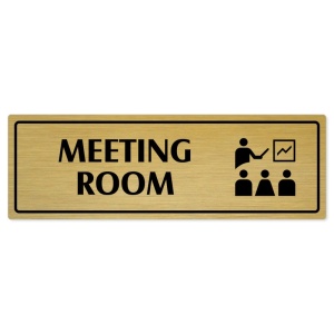 Meeting room, 240x79mm, zlatá popiska s rámečkem