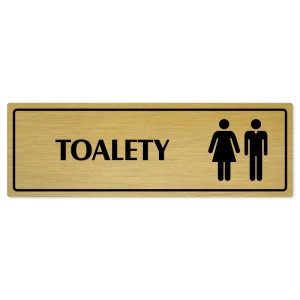 Toalety společné, 200x66mm, zlatá popiska s rámečkem