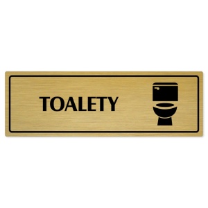 Toalety, 200x66mm, zlatá popiska s rámečkem