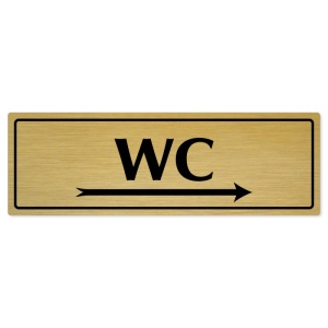 WC vpravo, 240x79mm, zlatá popiska s rámečkem