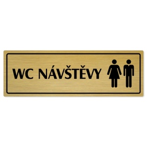 WC návštěvy společné, 200x66mm, zlatá popiska s rámečkem