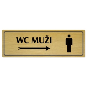 WC muži vpravo, 240x79mm, zlatá popiska s rámečkem