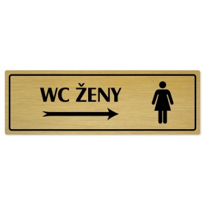 WC ženy vpravo, 200x66mm, zlatá popiska s rámečkem