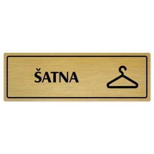 Šatna, 200x66mm, zlatá popiska s rámečkem
