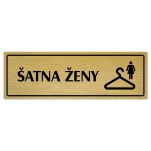 Šatna ženy, 200x66mm, zlatá popiska s rámečkem