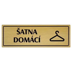 Šatna domácí, 200x66mm, zlatá popiska s rámečkem