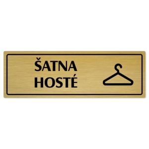 Šatna hosté, 200x66mm, zlatá popiska s rámečkem