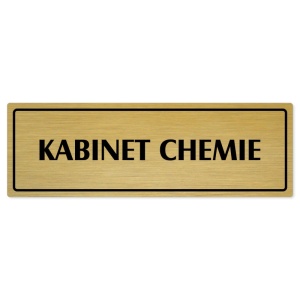Kabinet chemie, 200x66mm, zlatá popiska s rámečkem