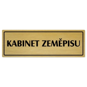 Kabinet zeměpisu, 200x66mm, zlatá popiska s rámečkem