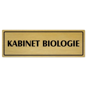 Kabinet biologie, 200x66mm, zlatá popiska s rámečkem