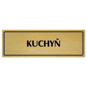 Kuchyň, 200x66mm, zlatá popiska s rámečkem