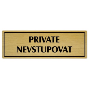 Private, 200x66mm, zlatá popiska s rámečkem