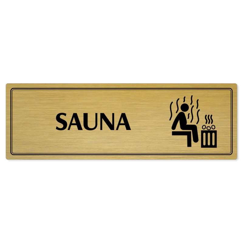 Sauna, 200x66mm, zlatá popiska s dvojtým rámečkem