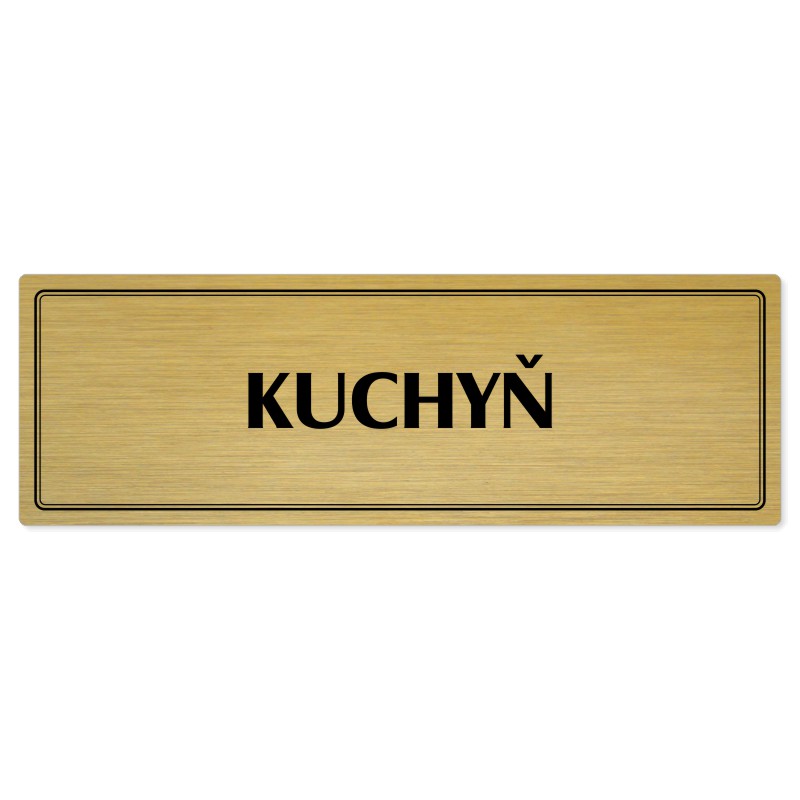 Kuchyň, 200x66mm, zlatá popiska s dvojtým rámečkem