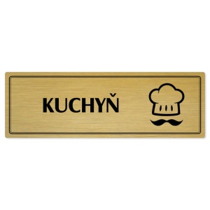 Kuchyň, 200x66mm, zlatá popiska s dvojtým rámečkem