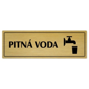 Pitná voda, 200x66mm, zlatá popiska s dvojtým rámečkem