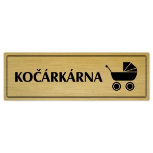Kočárkárna, 200x66mm, zlatá popiska s dvojtým rámečkem