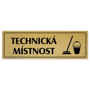Technická místnost, 200x66mm, zlatá popiska s dvojtým rámečkem