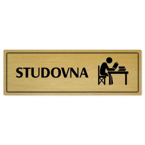 Studovna, 240x79mm, zlatá popiska s dvojtým rámečkem