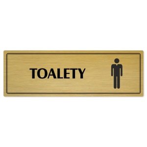 Toalety muži, 240x79mm, zlatá popiska s dvojtým rámečkem