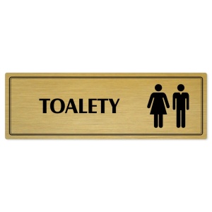 Toalety společné, 240x79mm, zlatá popiska s dvojtým rámečkem