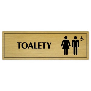 Toalety společné invalida, 240x79mm, zlatá popiska s dvojtým rámečkem