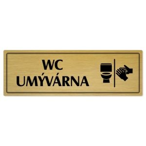 WC umývárna, 240x79mm, zlatá popiska s dvojtým rámečkem