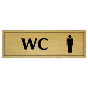 WC muži, 240x79mm, zlatá popiska s dvojtým rámečkem