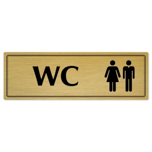 WC společné, 240x79mm, zlatá popiska s dvojtým rámečkem