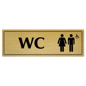 WC společné invalida, 240x79mm, zlatá popiska s dvojtým rámečkem