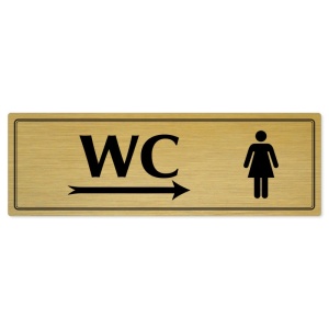 WC ženy vpravo, 240x79mm, zlatá popiska s dvojtým rámečkem