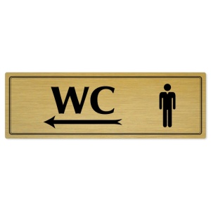 WC muži vlevo, 240x79mm, zlatá popiska s dvojtým rámečkem