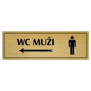 WC muži vlevo, 240x79mm, zlatá popiska s dvojtým rámečkem
