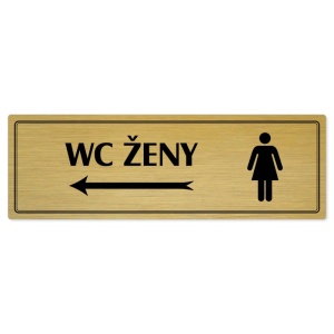 WC ženy vlevo, 240x79mm, zlatá popiska s dvojtým rámečkem