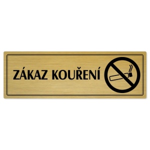 Zákaz kouření, 240x79mm, zlatá popiska s dvojtým rámečkem