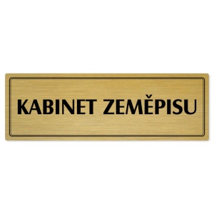 Kabinet zeměpisu, 200x66mm, zlatá popiska s dvojtým rámečkem