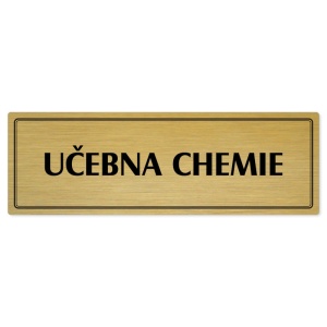 Učebna chemie, 200x66mm, zlatá popiska s dvojtým rámečkem