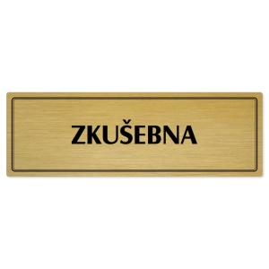 Zkušebna, 200x66mm, zlatá popiska s dvojtým rámečkem