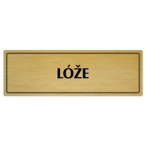 Lóže, 240x79mm, zlatá popiska s dvojtým rámečkem