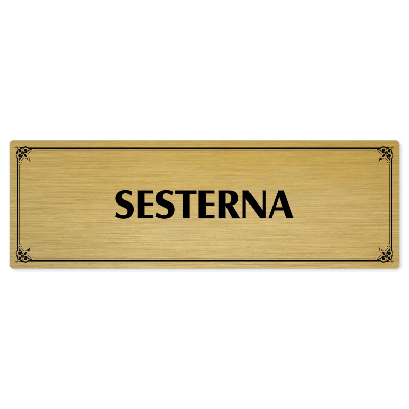 Sesterna, 200x66mm, zlatá popiska s okrasným rámečkem