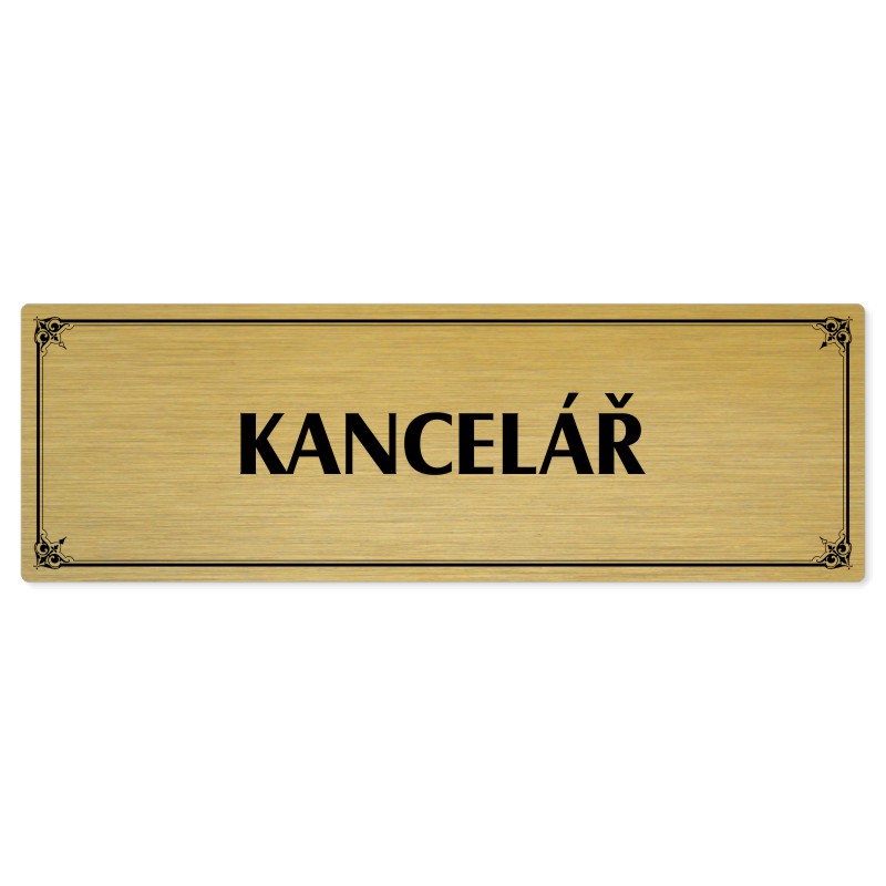 Kancelář, 200x66mm, zlatá popiska s okrasným rámečkem